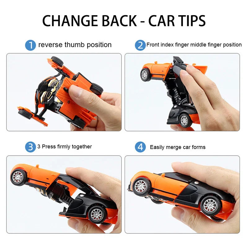 One-Click Transforming Collision Deformation Robot Car Dual Form Toy for Boys & Father-Son Play