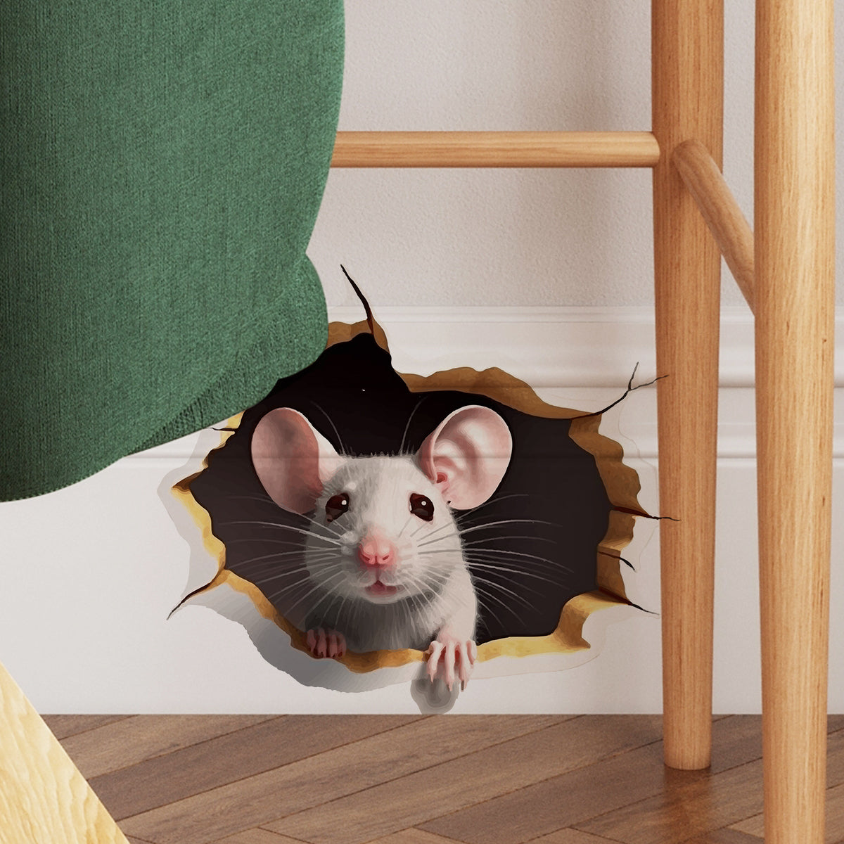 3D Cute Mouse Hole Wall Sticker Adorable Animal & Flower Design for Fun Home Decoration