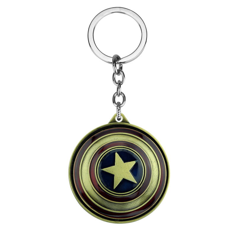 Marvel Captain America Shield Keychain Rotating Stress Relief Toy & Avengers Keyring