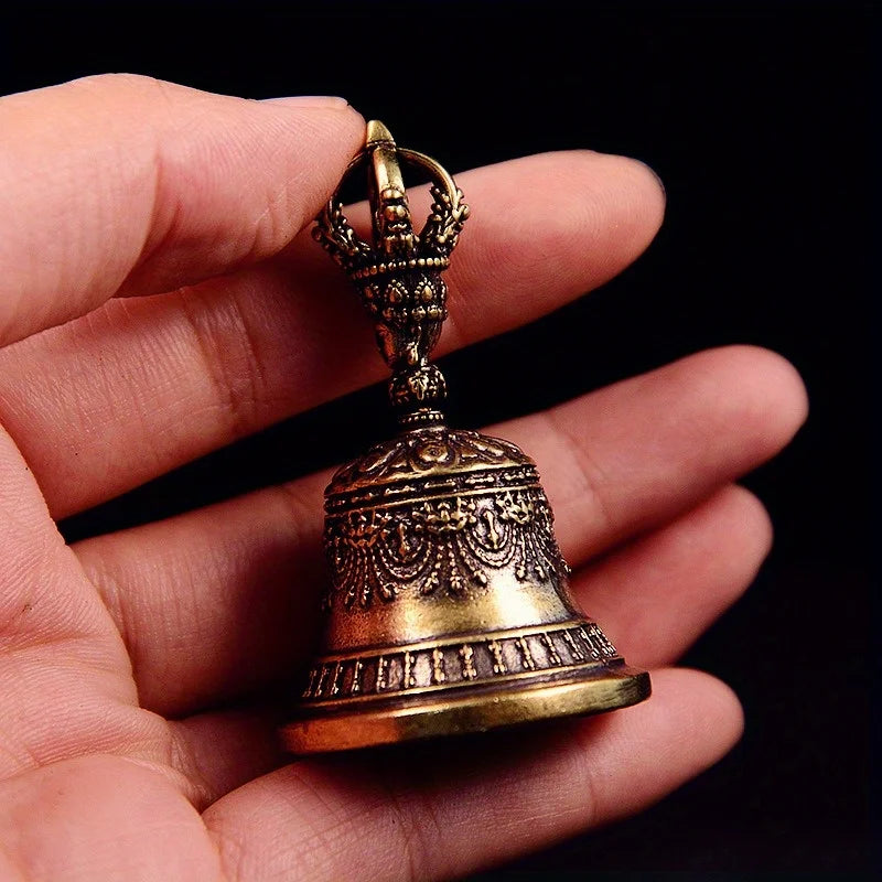 Handcrafted Tibetan Brass Drop Bell – Vintage Wind Chime for Car, Home & Gifts