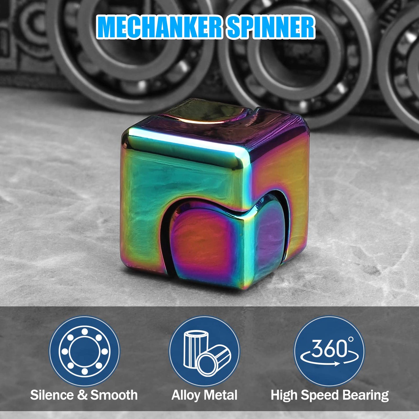 Metal Cube Spinner Fidget Toy 3D Puzzle Gear Gyro for Kids & Adults Sensory Stress Relief & Focus Toy
