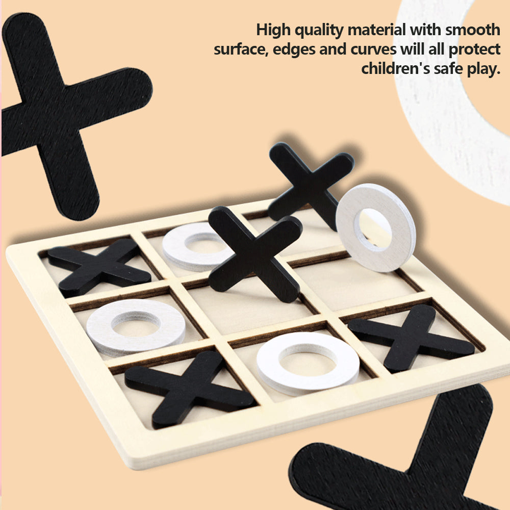 Wooden Tic Tac Toe Game Mini XO Puzzle Board for Kids Montessori Educational Toy & Gift for Boys and Girls