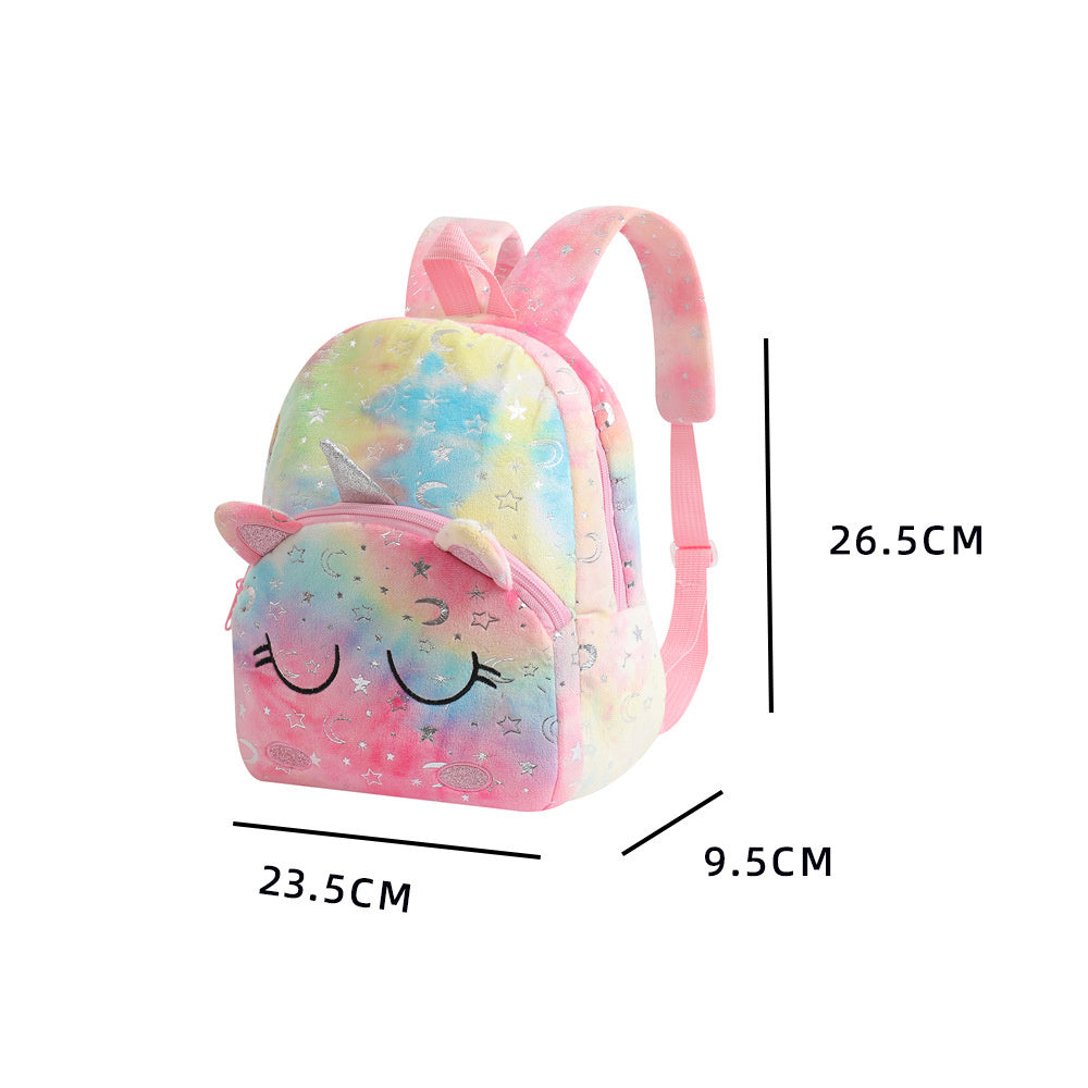 Kawaii Plush Unicorn Backpack Large Capacity School Bag for Kids, Girls, and Kindergarten Students