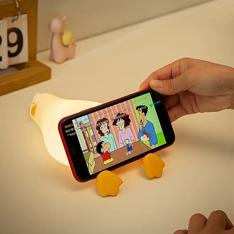 Cute Duck Silicone LED Night Light Soft Rechargeable Bedside Lamp for Kids & Bedroom Decor
