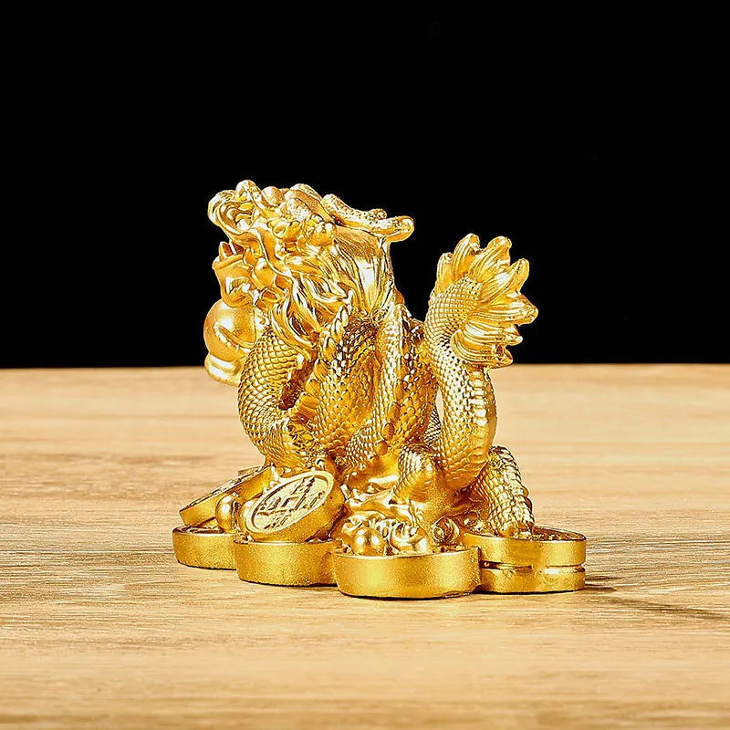 Majestic Chinese Dragon Statue Feng Shui Lucky Charm for Wealth & Power