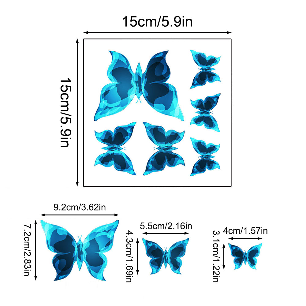 6PCS Luminous Blue Butterfly Wall Stickers Self-Adhesive Switch & Wall Decor Set