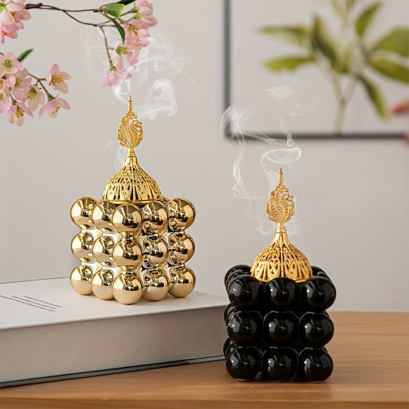 Middle Eastern Ceramic Incense Burner Magic Cube Aromatherapy Holder for Home & Ramadan Decor