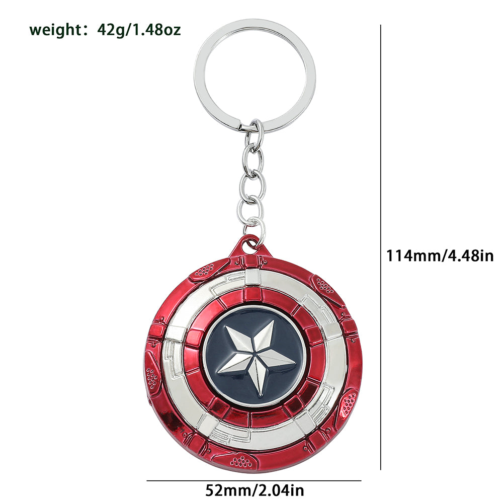 Marvel Captain America Shield Keychain Rotating Stress Relief Toy & Avengers Keyring