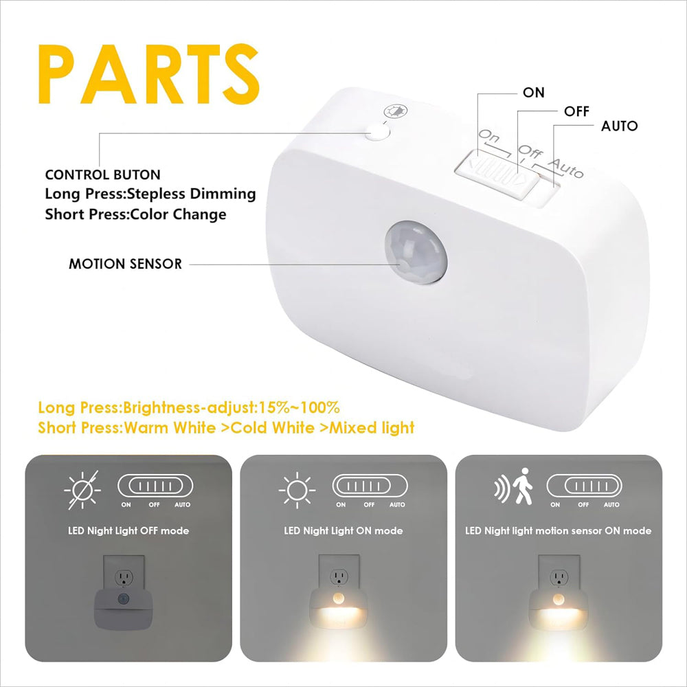 LED Motion Sensor Night Light EU Plug-in Smart Wall Lamp for Hallway, Staircase, Kitchen, Bedroom & Bathroom