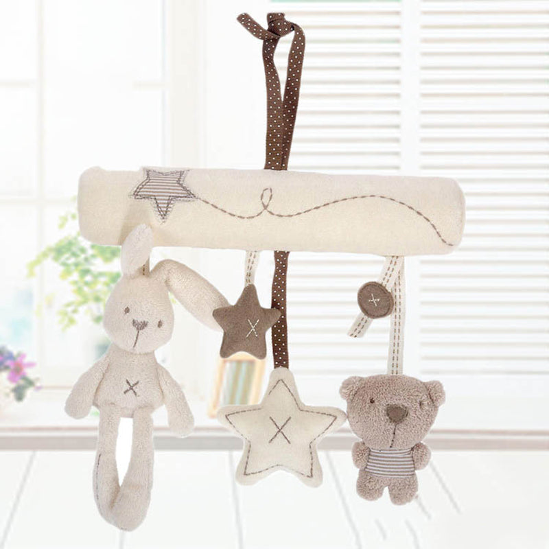 2024 New Hanging Bed Rabbit Plush Baby Hand Bell Multifunctional Safety Seat & Stroller Mobile Toy Gift