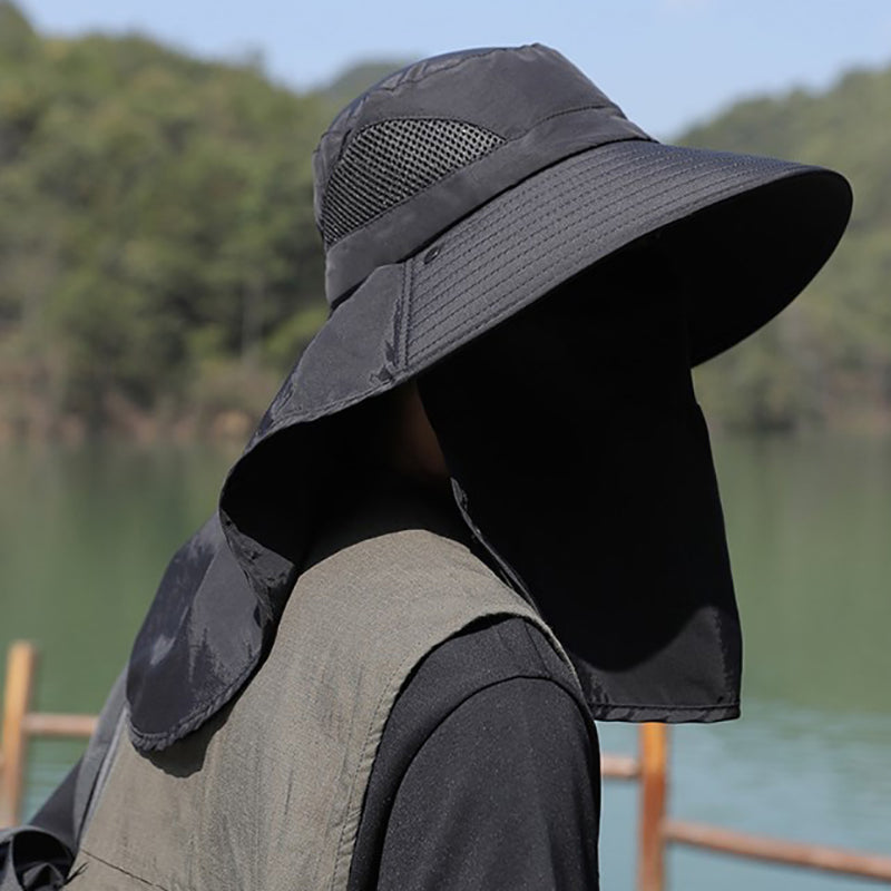 Summer UV Protection Sun Hat Outdoor Hunting, Fishing, Hiking, Camping Cap with Neck Flap for Men & Women