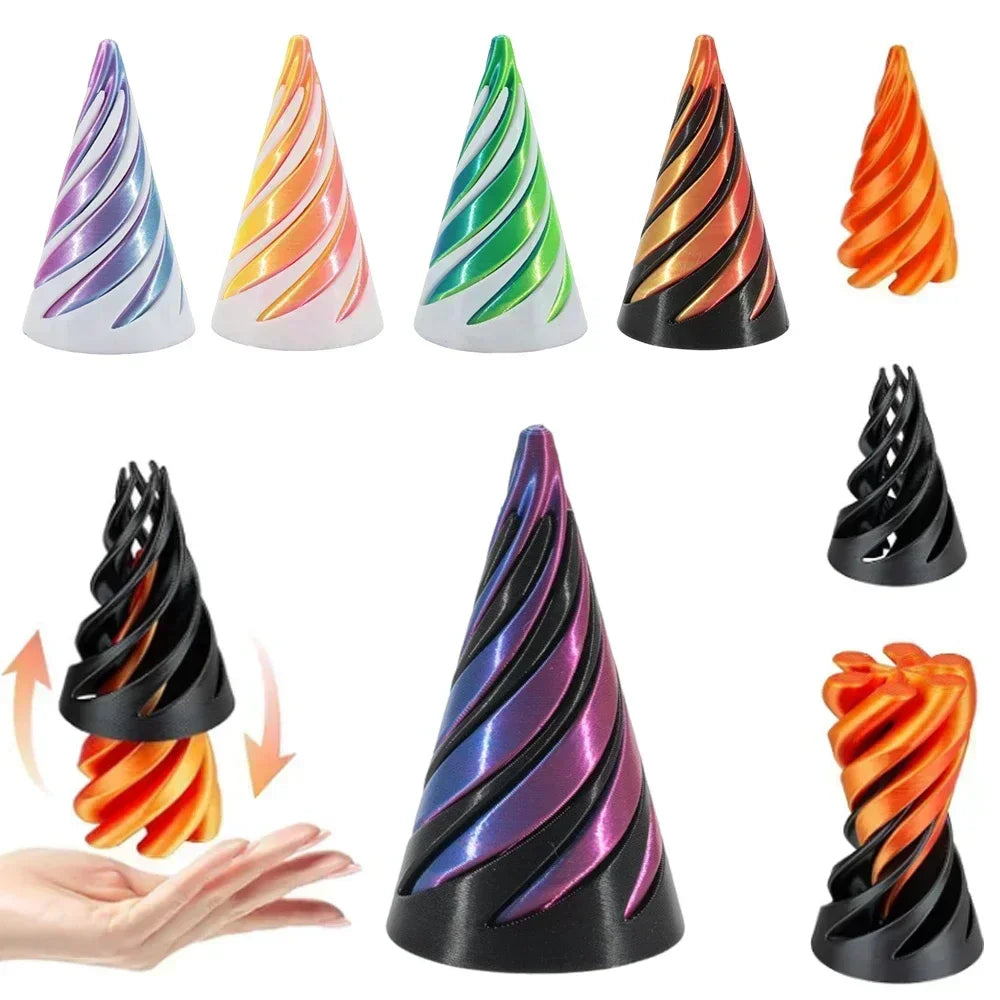 Rotating Helix Screw Sculpture 3D Printed Stress Relief Toy & Home Decor