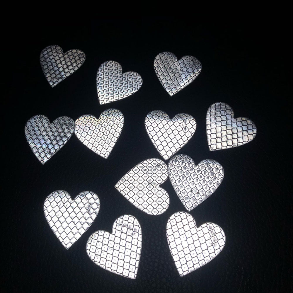 12PCS Heart-Shaped Reflective Car Stickers Night Safety Warning Tape Decals for Vehicle Decoration & Accessories