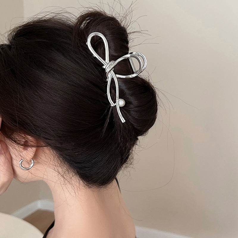 Exquisite Metal Pearl Geometric Hair Crab Claw Clip – Elegant Shark Barrettes for Women & Girls