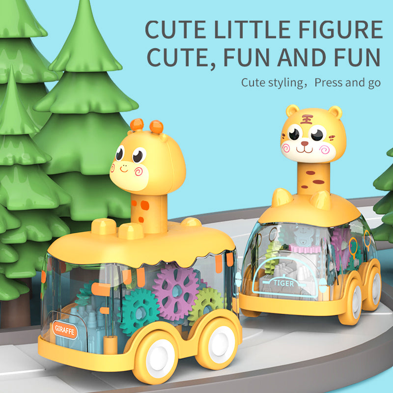 Press Gear Inertial Toy Car Pull Back Animal Puzzle Car for Kids & Boys