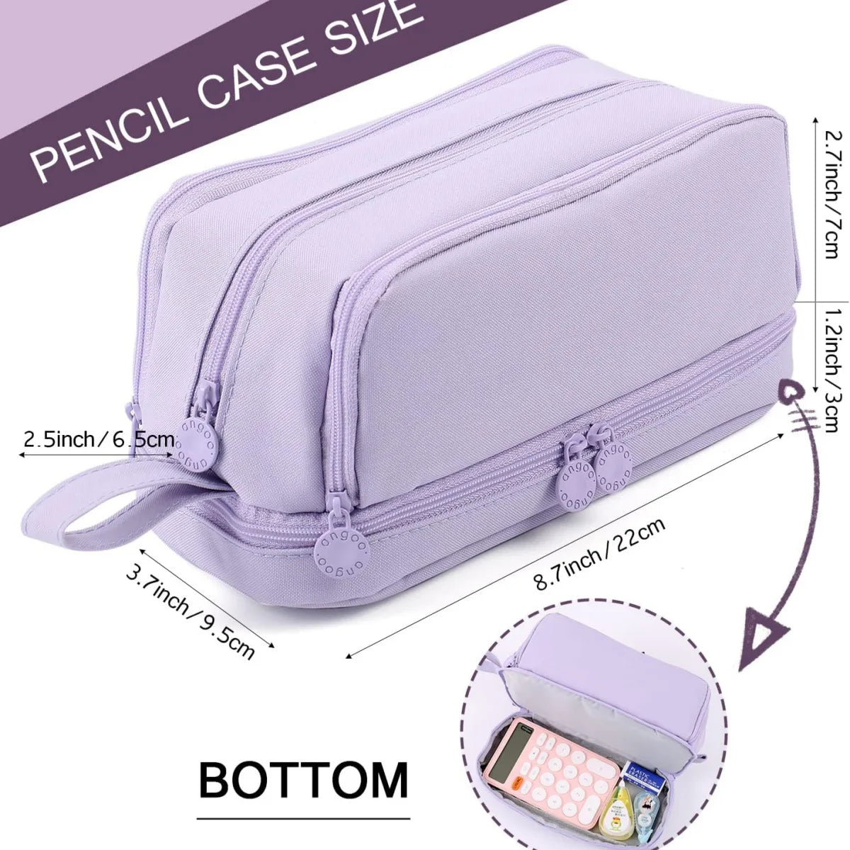 Large Capacity Double-Layer Pencil Case Oxford Cloth Stationery Organizer Bag, Portable & Stylish (Chinese Origin)