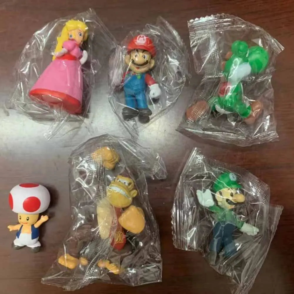 Super Mario Bros Action Figure Set 6-18 PCS Yoshi, Luigi, Donkey Kong, Mushroom & More Kids Birthday Gift Toys