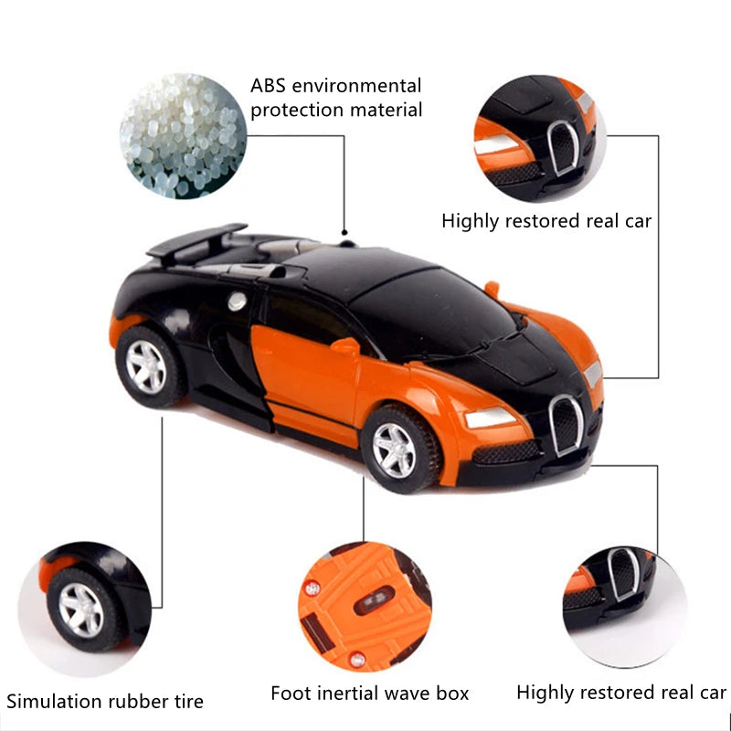 One-Click Transforming Collision Deformation Robot Car Dual Form Toy for Boys & Father-Son Play