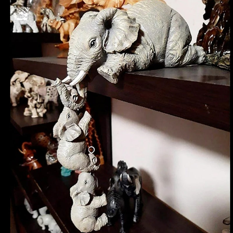 Whimsical 3-Piece Elephant Baby Hug Figurine Set Cute Resin Home Decor & Gift Collection