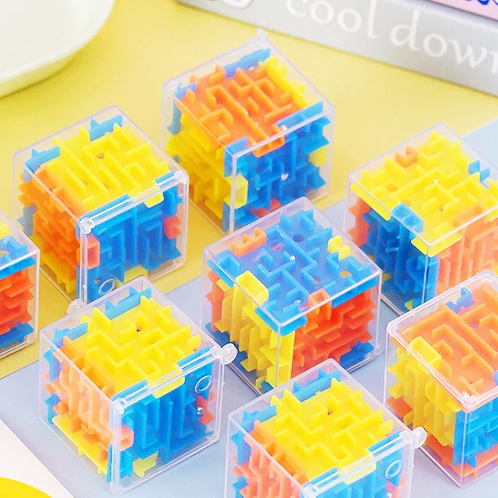 3D Maze Magic Cube Transparent Puzzle Speed Cube with Rolling Ball Stress Relief Toy for Kids & Adults