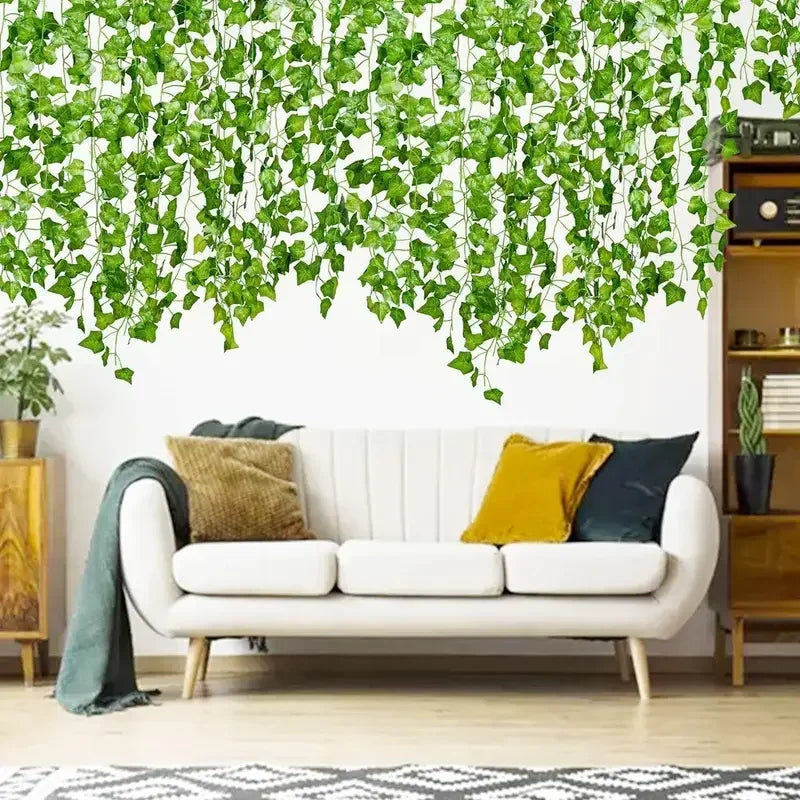 Artificial Ivy Vine Garland Fake Green Leaf Hanging Rattan Plants for Home, Garden & Wedding Decor