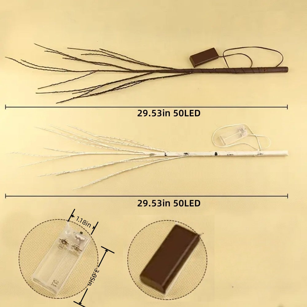 1PC 50LED Copper Wire Birch Branch Light White & Brown Decorative Lighting for Home & Parties