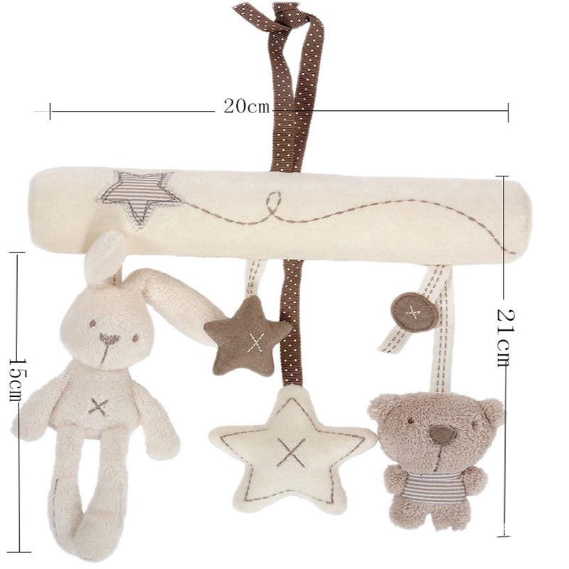 2024 New Hanging Bed Rabbit Plush Baby Hand Bell Multifunctional Safety Seat & Stroller Mobile Toy Gift