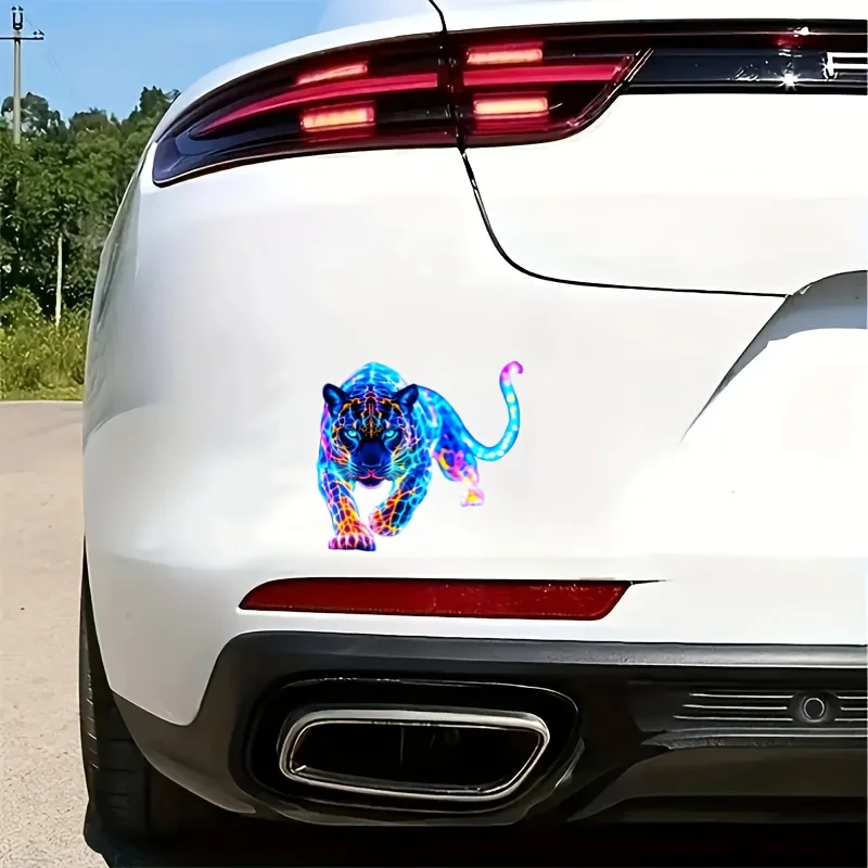 Vibrant Neon Leopard Motorcycle Sticker – Waterproof Vinyl Decal for Scooters, Fuel Tanks & Car Windows