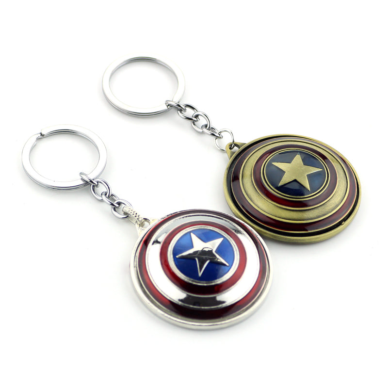 Marvel Captain America Shield Keychain Rotating Stress Relief Toy & Avengers Keyring
