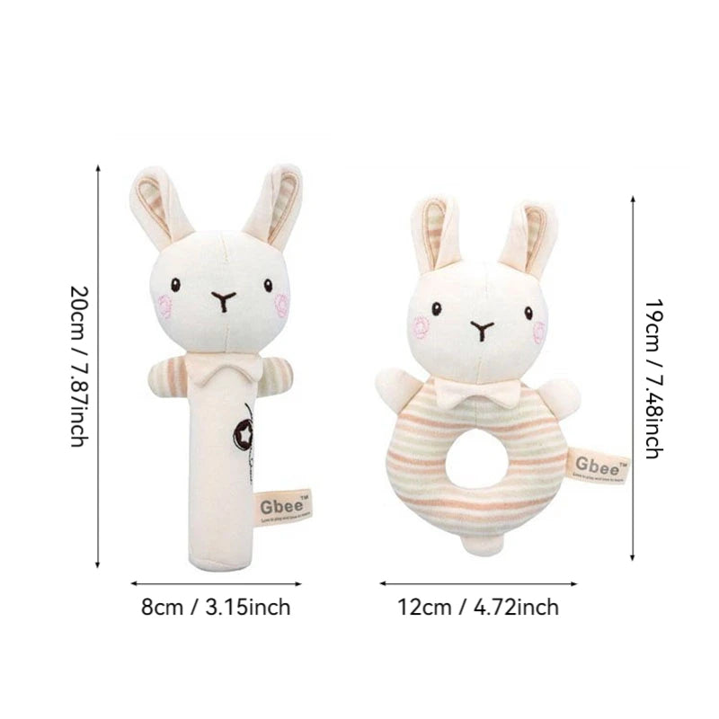 Organic Cotton Baby Hand Rattle Soft Soothing Toy for Newborns & Infants