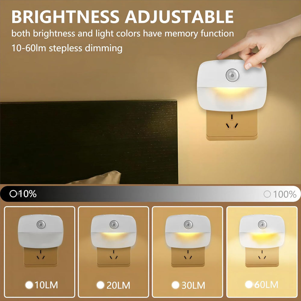 LED Motion Sensor Night Light EU Plug-in Smart Wall Lamp for Hallway, Staircase, Kitchen, Bedroom & Bathroom