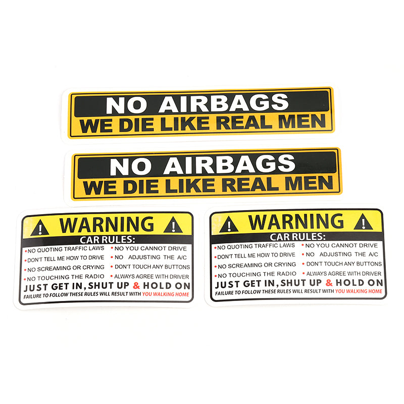 No Airbags We Die Like Real Men” PVC Car Safety Warning Decal Sticker for Audi, Honda, Toyota, KIA