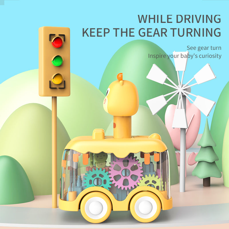 Press Gear Inertial Toy Car Pull Back Animal Puzzle Car for Kids & Boys