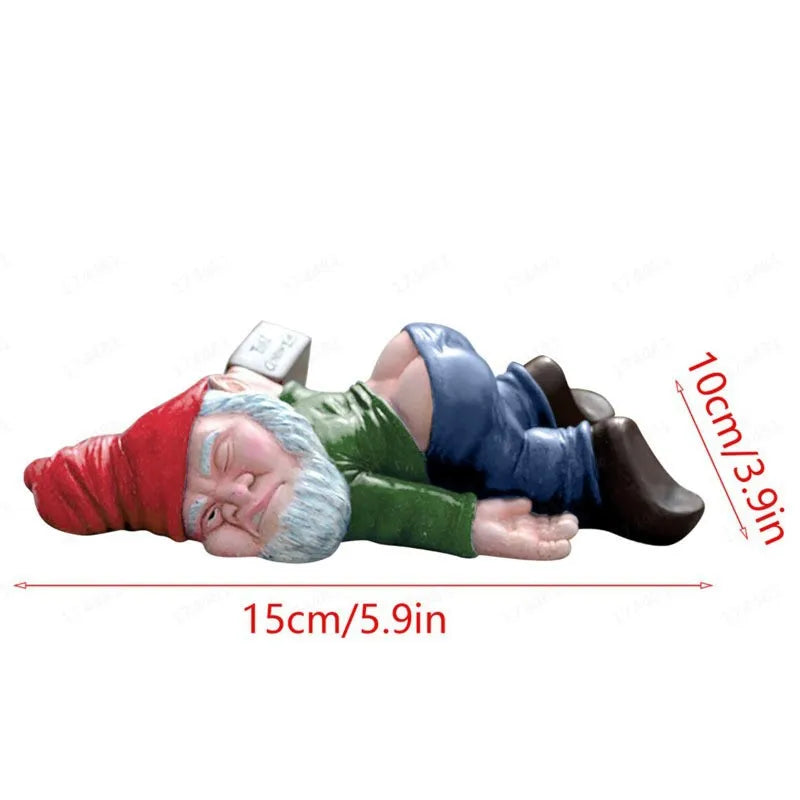 Whimsical Drunken Garden Gnome Statue 15CM Funny Resin Ornament for Indoor & Outdoor Home Décor