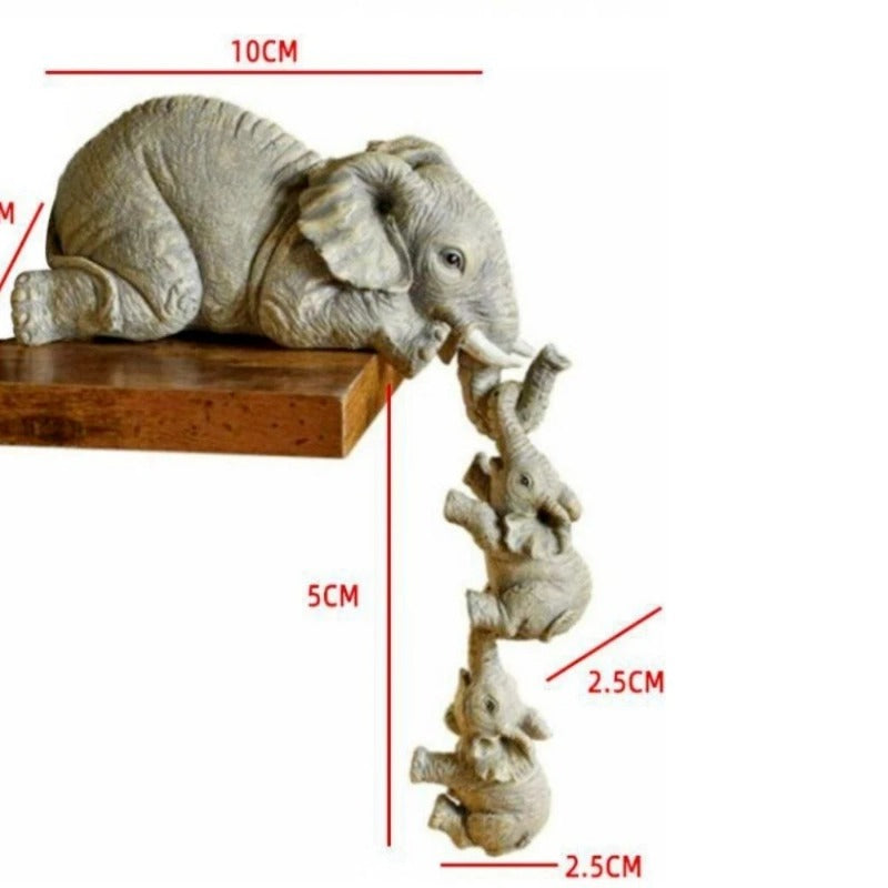Whimsical 3-Piece Elephant Baby Hug Figurine Set Cute Resin Home Decor & Gift Collection