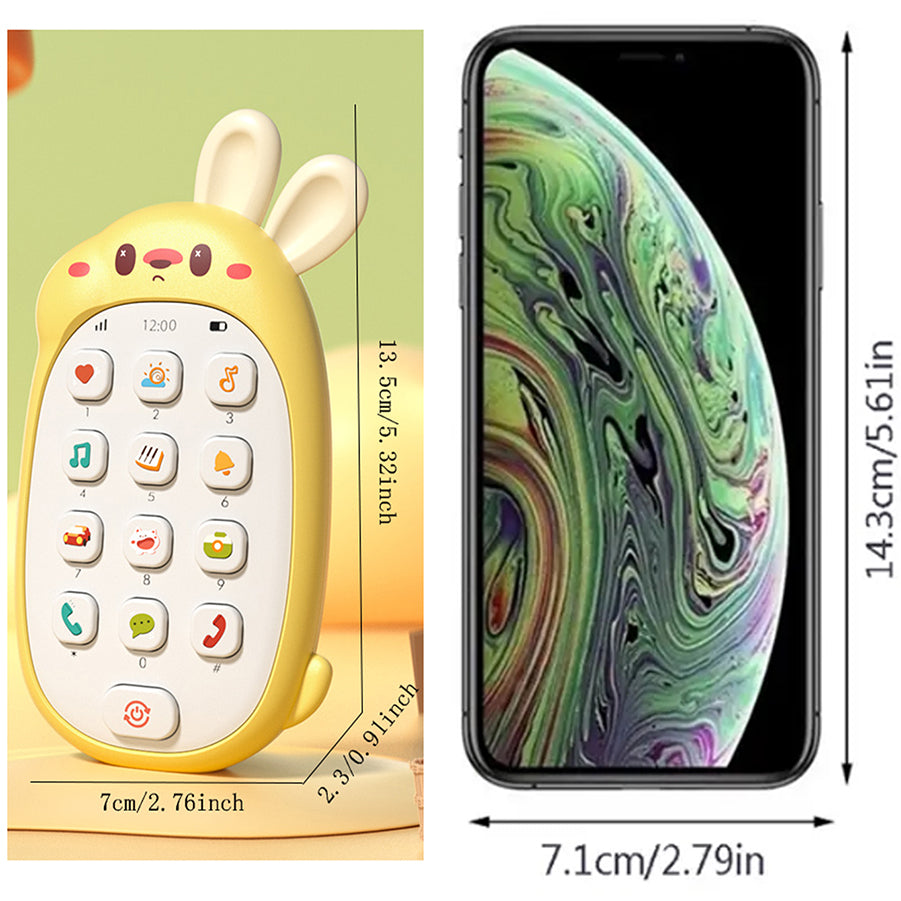 Multifunctional Baby Rabbit Toy Phone Chewable Music Puzzle for Boys & Girls (Battery-Free)