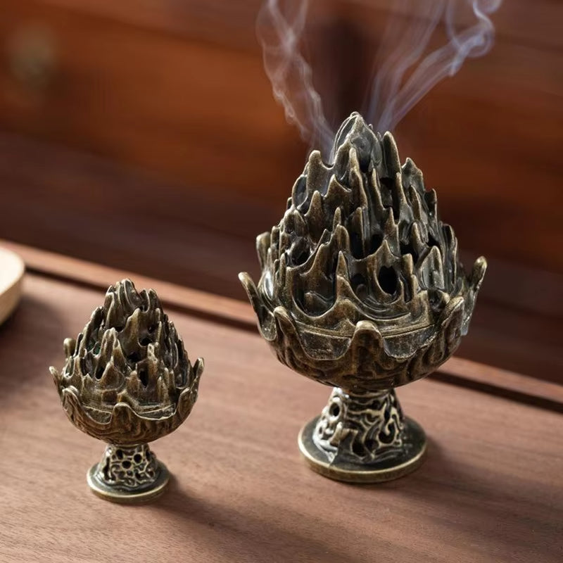 Mini Vertical Incense Burner –Portable Alloy Holder for Home Aromatherapy & Desk Decor