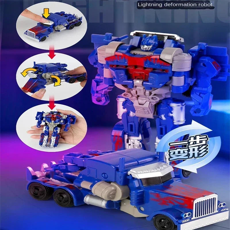 One-Step Transforming Robot Car Anime Action Figure Deformation Puzzle Toy for Kids