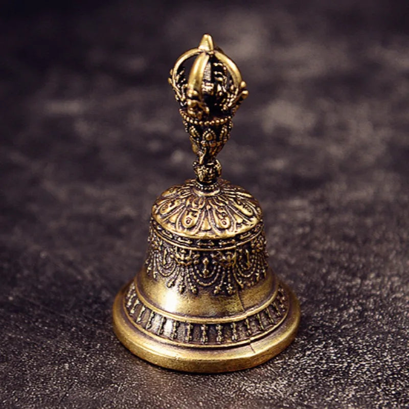 Handcrafted Tibetan Brass Drop Bell – Vintage Wind Chime for Car, Home & Gifts