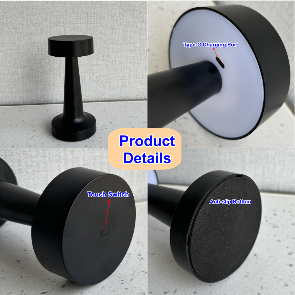 USB Rechargeable Touch LED Table Lamp Wireless Bedside & Decorative Mood Light for Home, Bedroom, Restaurant & Café