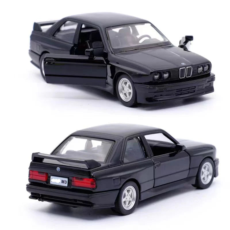 1:36 M3 1987 Diecast Alloy Sports Car Model – Pull Back Metal Simulation Toy with Opening Doors, Collectible Ornament & Kids Gift
