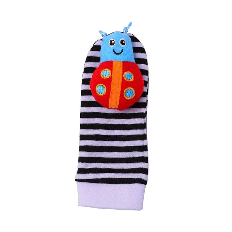 4PCS Baby Rattle Toy Set Animal Wrist Straps & Foot Socks for 0β12 Months Soft & Sensory Development Toys