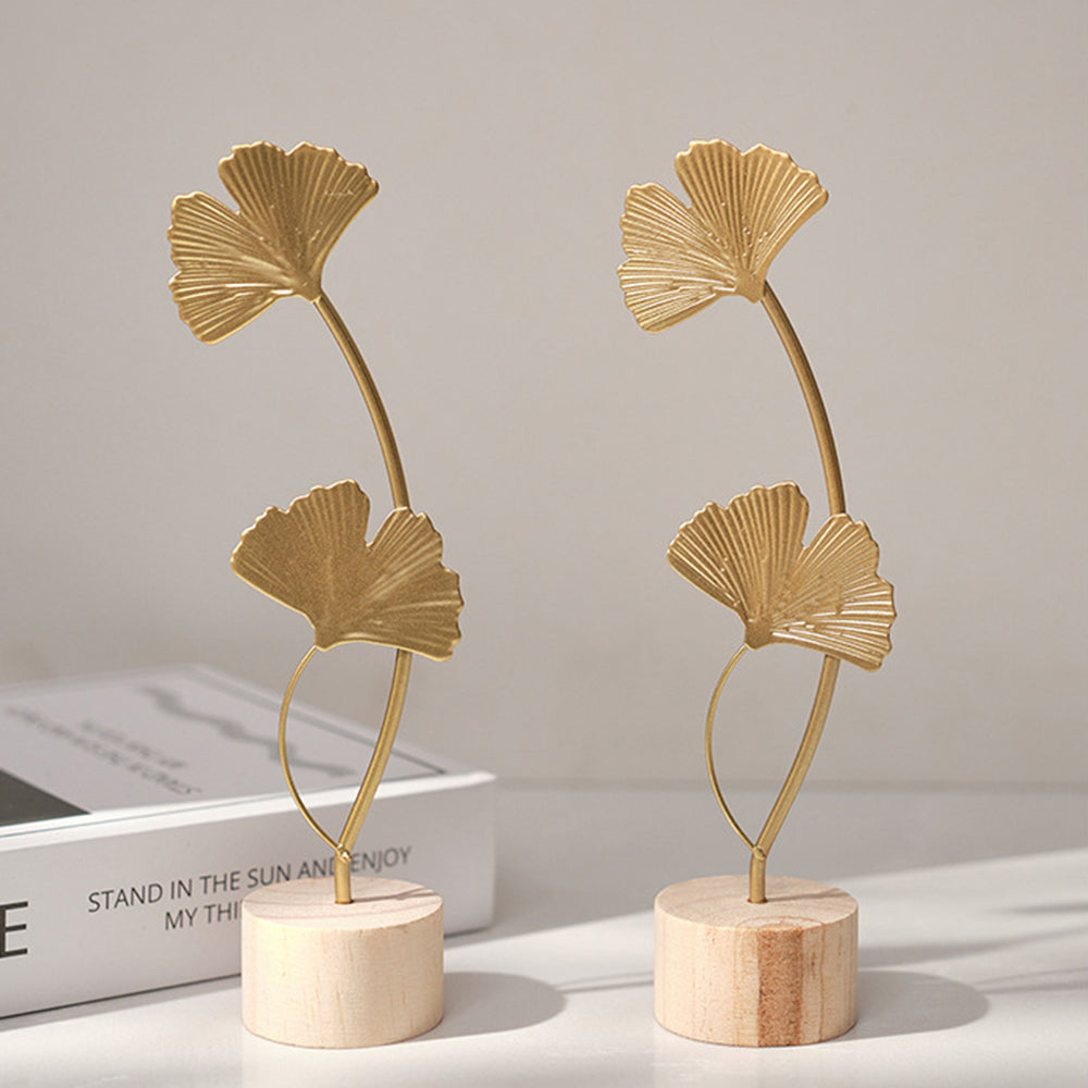 Luxury Nordic Gold Ginkgo Leaf Sculpture Elegant Home & Office Decor Ornament for Living Room & Desktop