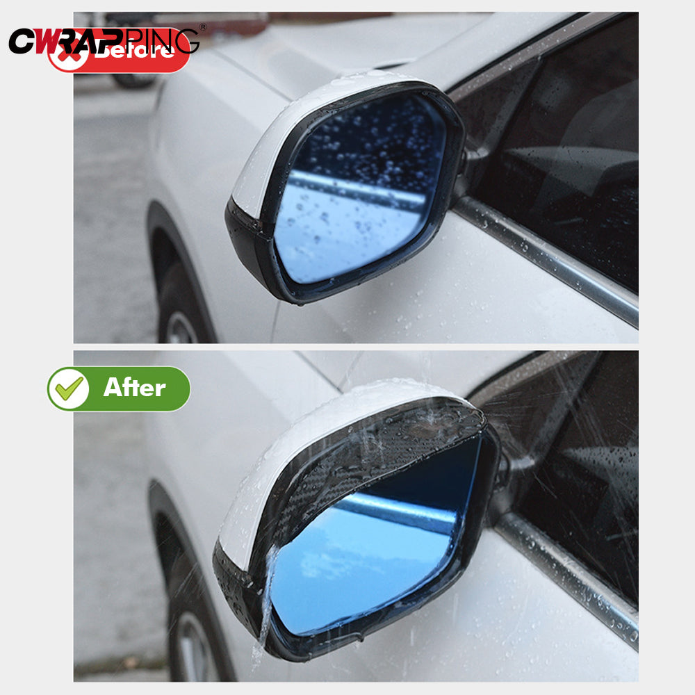 2PCS Carbon Fiber Rearview Mirror Rain Eyebrow Sun Visor Shade Cover for Clear Vision & Mirror Protection
