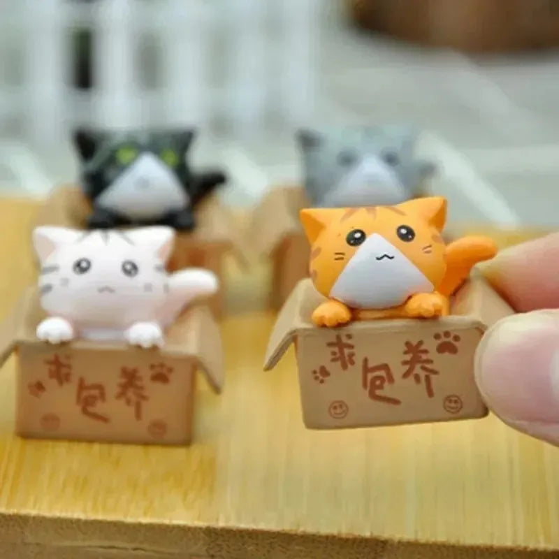 4Pcs Mini Cat Ornaments Cute Kawaii Kitten Figurines for Home & Garden Decoration