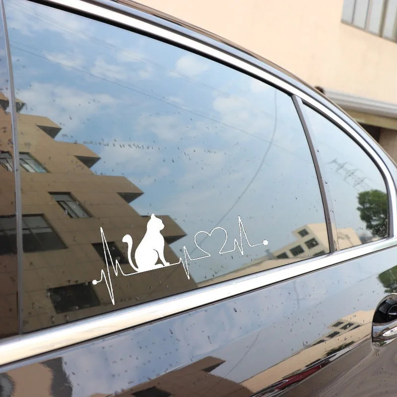 Cat Electrocardiogram Car & Wall Stickers Anime Decor & Bathroom Accessories