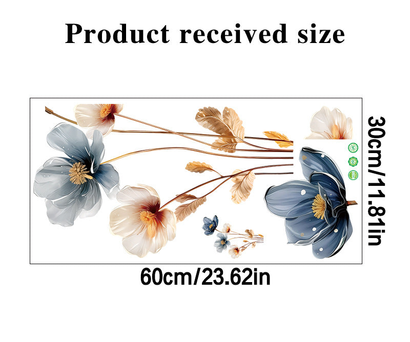 Retro 3D Lotus Flower Vinyl Wall Stickers Aesthetic PVC Wallpaper for Living Room & Bedroom Decor