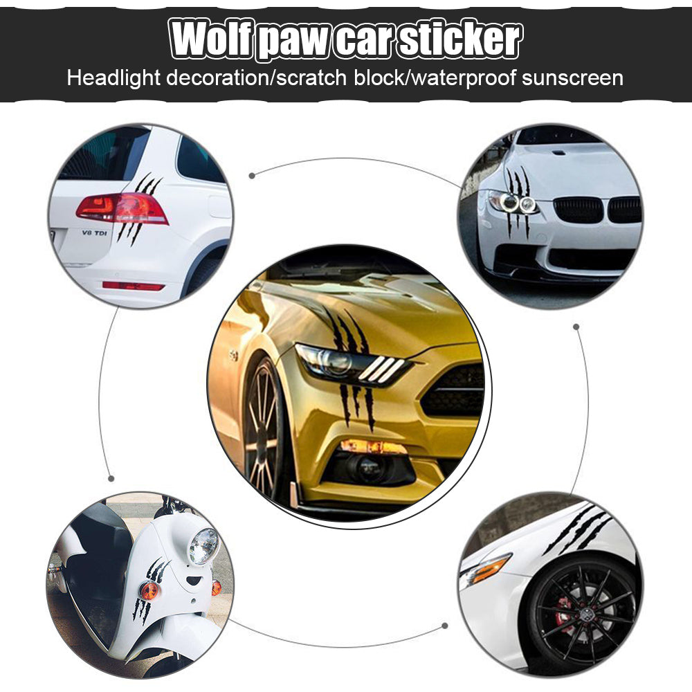 Reflective Monster Claw Decal 3D Scratch Effect Waterproof Vinyl Sticker for Car Headlights & Body (40x12cm)