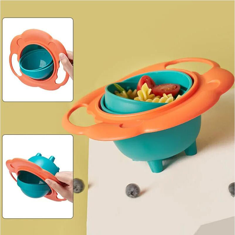 Baby Gyro Bowl 360° Rotary Spill-Proof Feeding Plate for Kids with Practical Balance Design