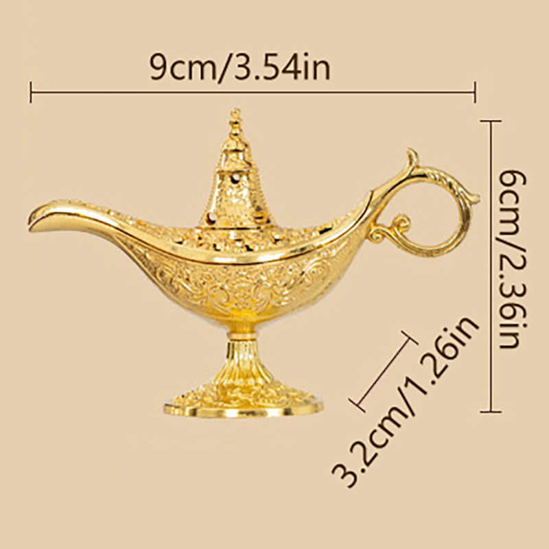 Hollow Legend Aladdin Magic Genie Lamp Incense Burner Retro Wishing Oil Lamp Home Decor & Gift